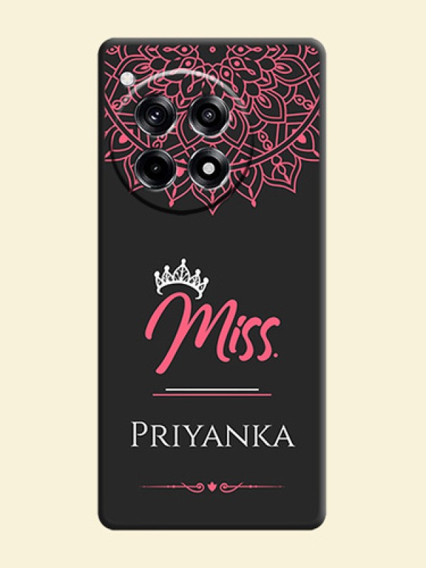 Mrs Name with Floral Design on Space Black Personalized Soft Matte Phone Covers - OnePlus 12R 5G