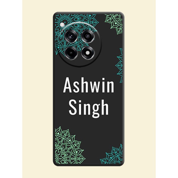 Your Name with Floral Design on Space Black Custom Soft Matte Back Cover - OnePlus 12R 5G Your Name with Floral Design on Space Black Custom Soft Matte Back Cover - OnePlus 12R 5G
