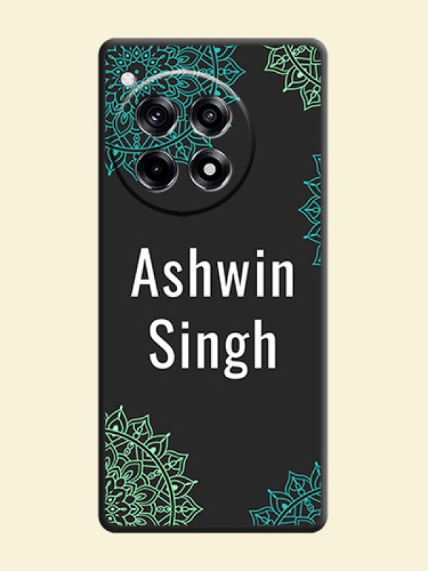 Your Name with Floral Design on Space Black Custom Soft Matte Back Cover - OnePlus 12R 5G