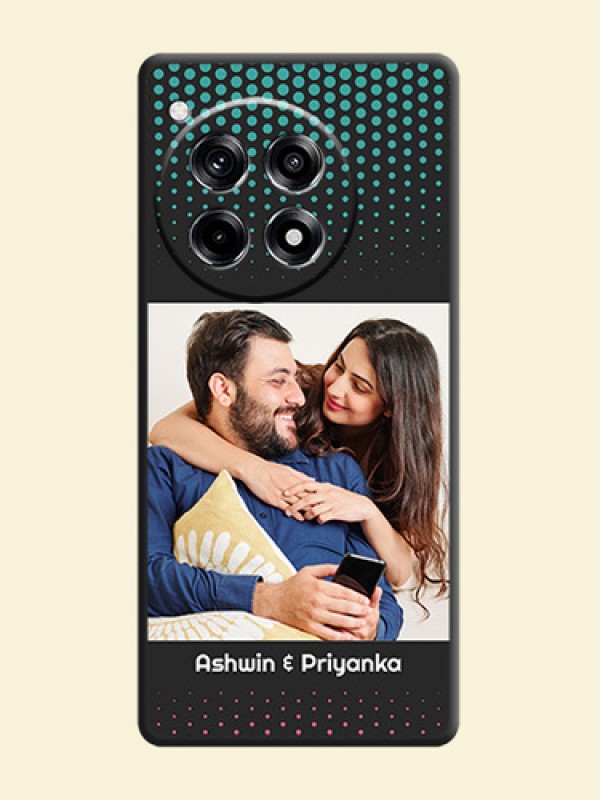 Faded Dots with Grunge Photo Frame and Text on Space Black Custom Soft Matte Phone Cases - OnePlus 12R 5G
