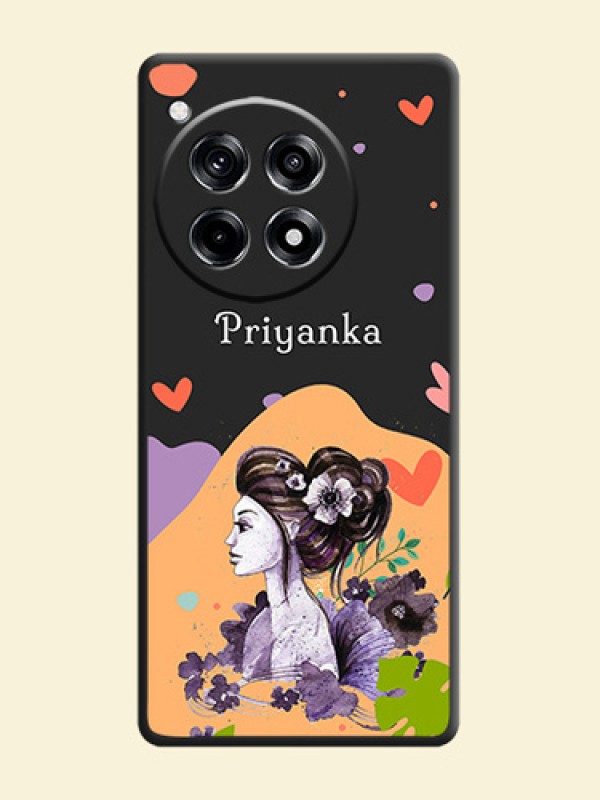 Namecase For Her With Fancy Lady Image On Space Black Personalized Soft Matte Phone Covers - OnePlus 12R 5G