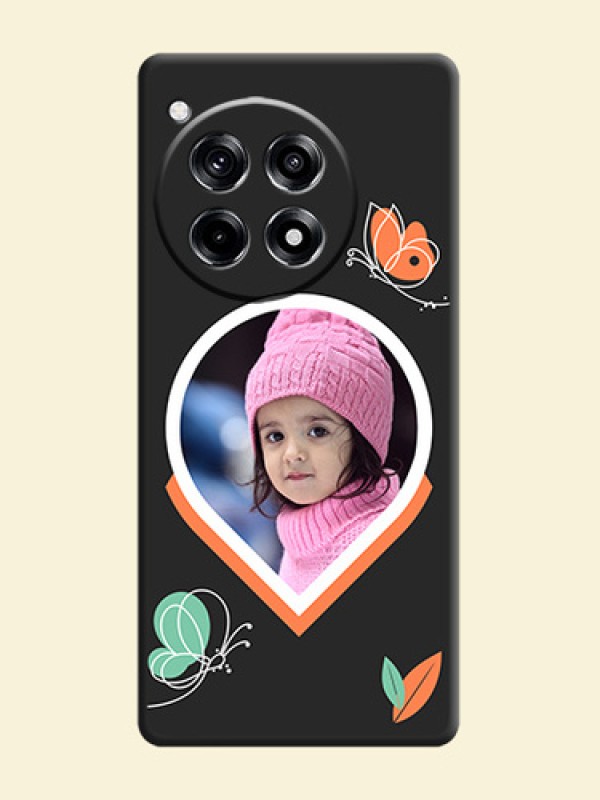 Upload Pic With Simple Butterly Design On Space Black Personalized Soft Matte Phone Covers - OnePlus 12R 5G