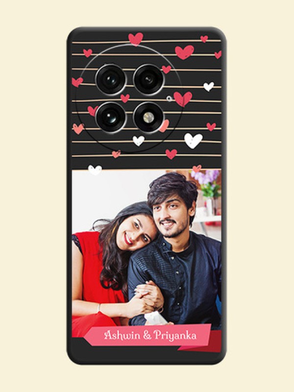 Love Pattern with Name on Pink Ribbon on Photo On Space Black Custom Soft Matte Mobile Back Cover - OnePlus 13 5G