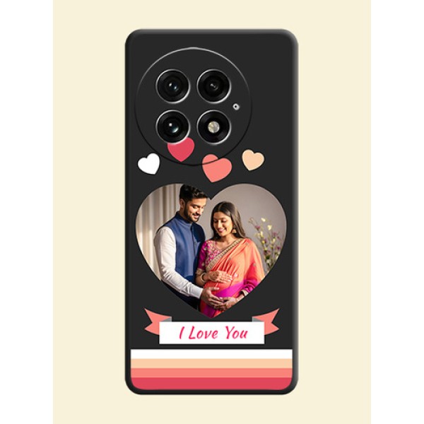 Love Shaped Photo with Colorful Stripes On Space Black Custom Soft Matte Mobile Back Cover - OnePlus 13 5G Love Shaped Photo with Colorful Stripes On Space Black Custom Soft Matte Mobile Back Cover - OnePlus 13 5G