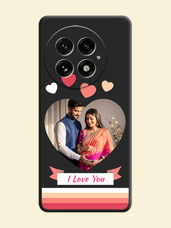 Love Shaped Photo with Colorful Stripes On Space Black Custom Soft Matte Mobile Back Cover - OnePlus 13 5G