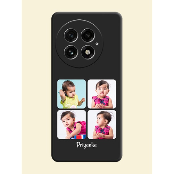 Floral Art with 6 Image Holder on Photo On Space Black Custom Soft Matte Mobile Back Cover - OnePlus 13 5G Floral Art with 6 Image Holder on Photo On Space Black Custom Soft Matte Mobile Back Cover - OnePlus 13 5G