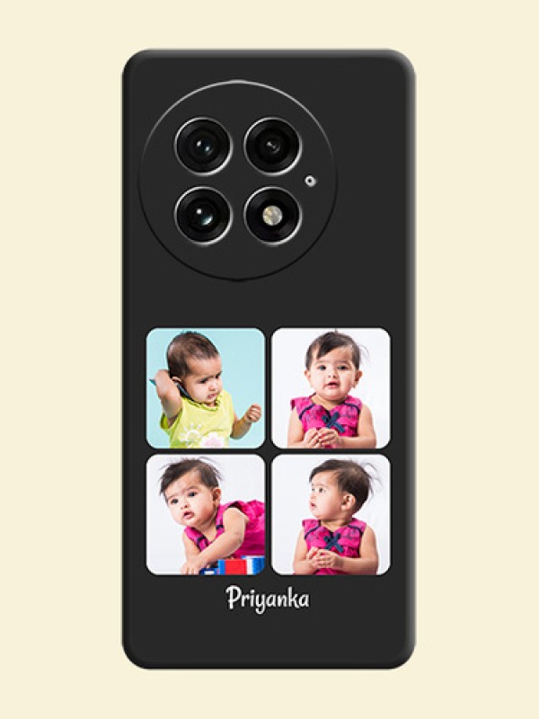 Floral Art with 6 Image Holder on Photo On Space Black Custom Soft Matte Mobile Back Cover - OnePlus 13 5G
