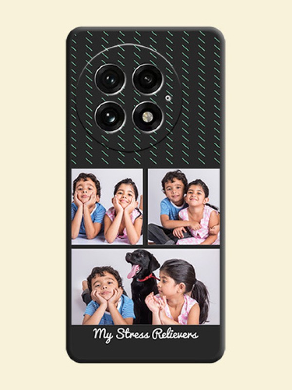 Cross Dotted Pattern with 2 Image Holder On Space Black Custom Soft Matte Mobile Back Cover - OnePlus 13 5G