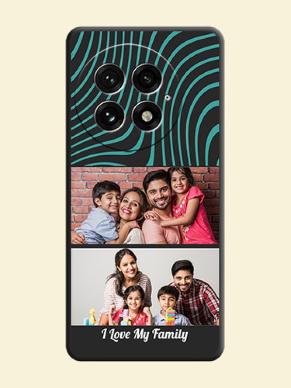 Wave Pattern with 2 Image Holder On Space Black Custom Soft Matte Mobile Back Cover - OnePlus 13 5G