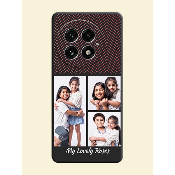 Wave Pattern with 3 Image Holder On Space Black Custom Soft Matte Mobile Back Cover - OnePlus 13 5G Wave Pattern with 3 Image Holder On Space Black Custom Soft Matte Mobile Back Cover - OnePlus 13 5G