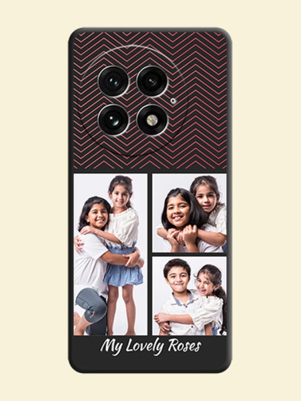Wave Pattern with 3 Image Holder On Space Black Custom Soft Matte Mobile Back Cover - OnePlus 13 5G