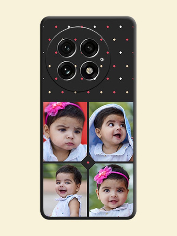 Multicolor Dotted Pattern with 4 Image Holder On Space Black Custom Soft Matte Mobile Back Cover - OnePlus 13 5G