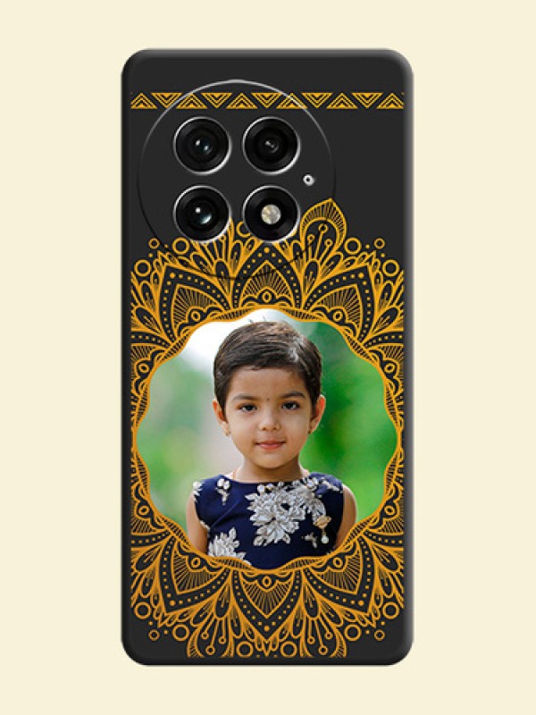 Round Image with Floral Design On Space Black Custom Soft Matte Mobile Back Cover - OnePlus 13 5G