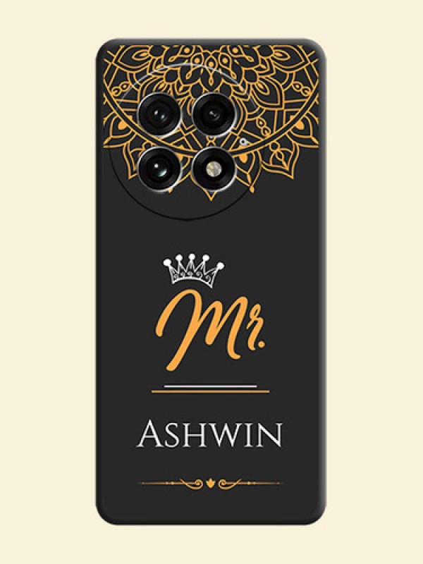Mr Name with Floral Design On Space Black Custom Soft Matte Mobile Back Cover - OnePlus 13 5G