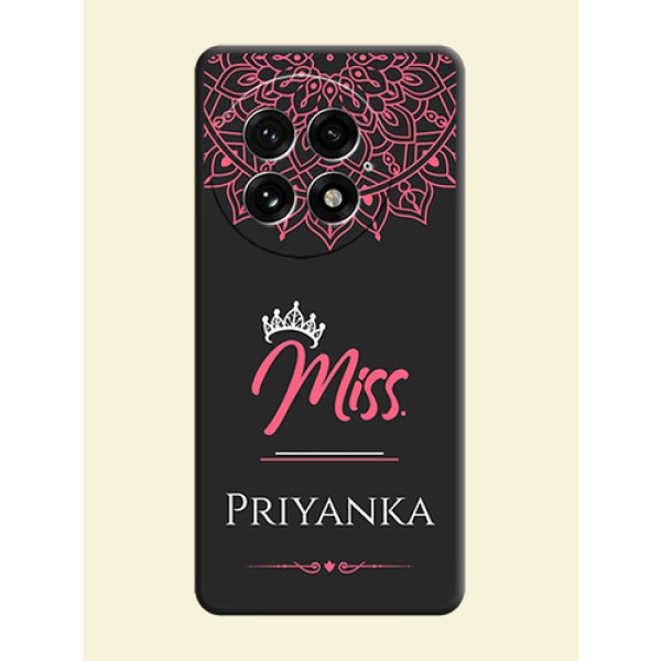 Mrs Name with Floral Design On Space Black Custom Soft Matte Mobile Back Cover - OnePlus 13 5G Mrs Name with Floral Design On Space Black Custom Soft Matte Mobile Back Cover - OnePlus 13 5G