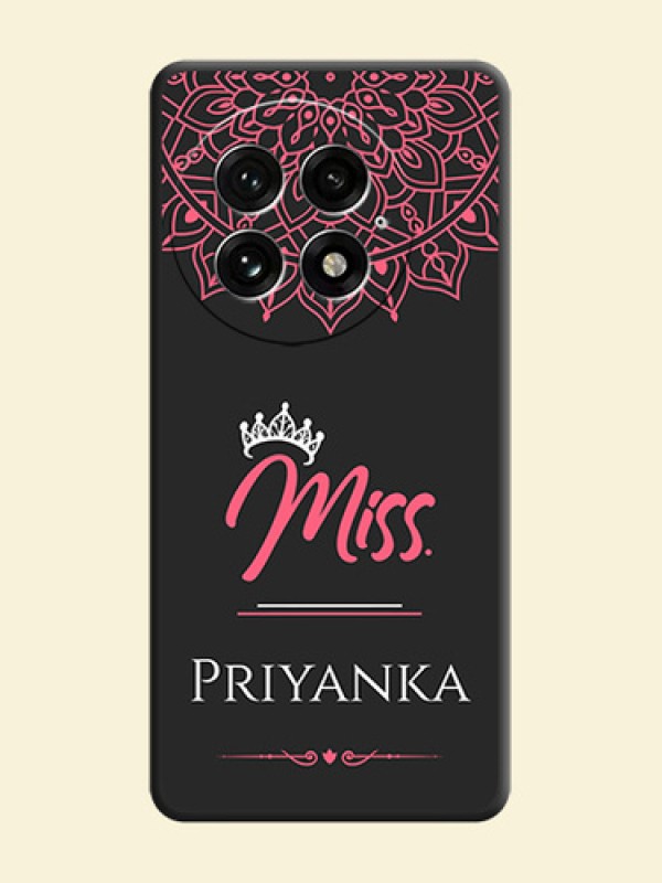 Mrs Name with Floral Design On Space Black Custom Soft Matte Mobile Back Cover - OnePlus 13 5G