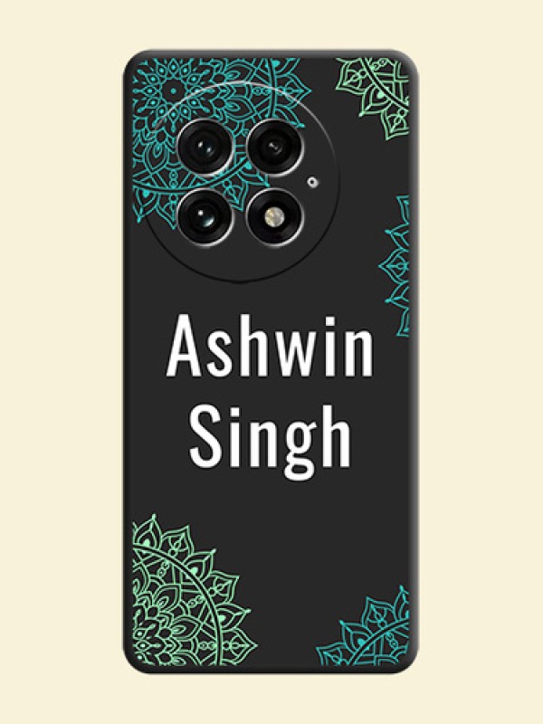 Your Name with Floral Design On Space Black Custom Soft Matte Mobile Back Cover - OnePlus 13 5G