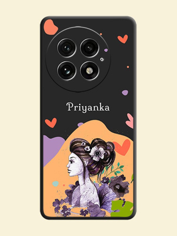 Namecase For Her With Fancy Lady Image On Space Black Custom Soft Matte Mobile Back Cover - OnePlus 13 5G