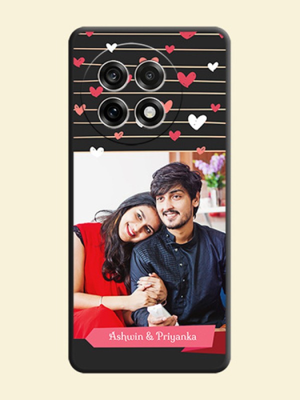 Love Pattern with Name on Pink Ribbon on Photo On Space Black Custom Soft Matte Mobile Back Cover - OnePlus 13R 5G