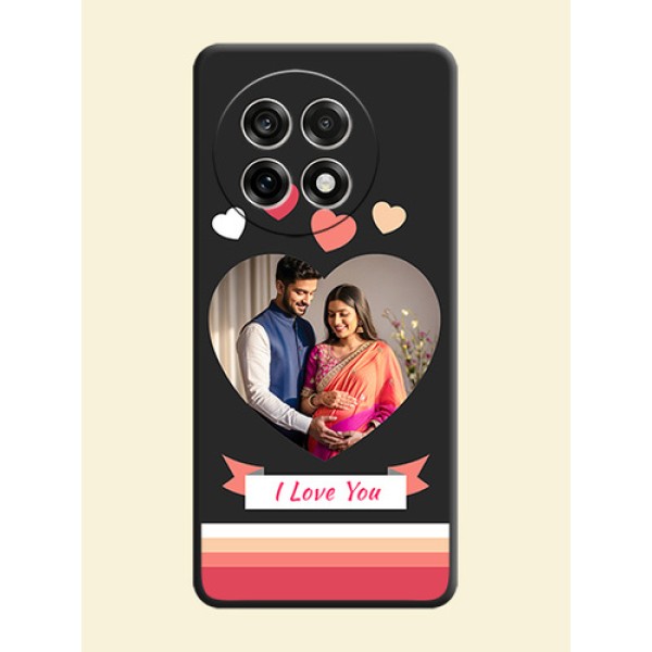 Love Shaped Photo with Colorful Stripes On Space Black Custom Soft Matte Mobile Back Cover - OnePlus 13R 5G Love Shaped Photo with Colorful Stripes On Space Black Custom Soft Matte Mobile Back Cover - OnePlus 13R 5G