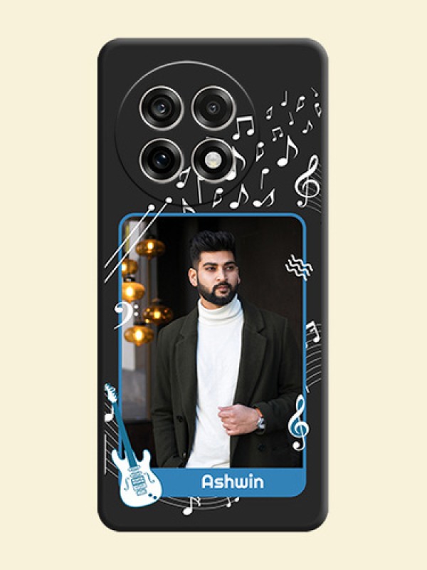 Musical Theme Design with Text on Photo On Space Black Custom Soft Matte Mobile Back Cover - OnePlus 13R 5G