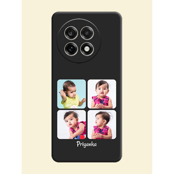 Floral Art with 6 Image Holder on Photo On Space Black Custom Soft Matte Mobile Back Cover - OnePlus 13R 5G Floral Art with 6 Image Holder on Photo On Space Black Custom Soft Matte Mobile Back Cover - OnePlus 13R 5G