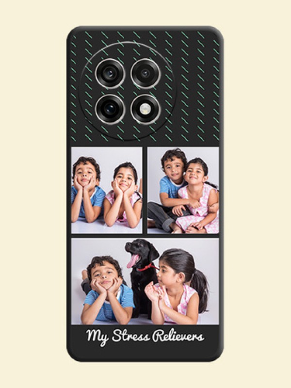 Cross Dotted Pattern with 2 Image Holder On Space Black Custom Soft Matte Mobile Back Cover - OnePlus 13R 5G