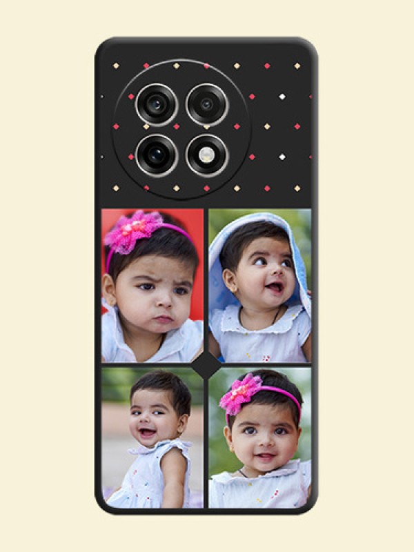 Multicolor Dotted Pattern with 4 Image Holder On Space Black Custom Soft Matte Mobile Back Cover - OnePlus 13R 5G