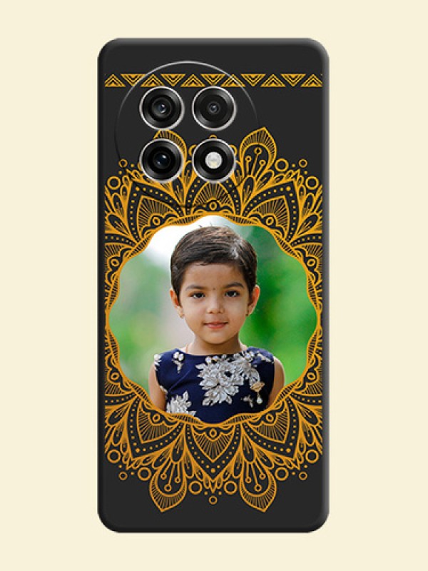 Round Image with Floral Design On Space Black Custom Soft Matte Mobile Back Cover - OnePlus 13R 5G