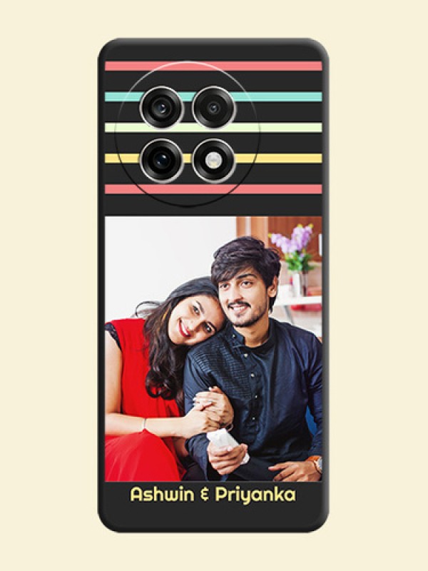 Color Stripes with Photo and Text on Photo On Space Black Custom Soft Matte Mobile Back Cover - OnePlus 13R 5G