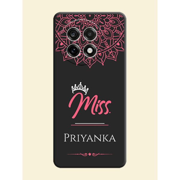 Mrs Name with Floral Design On Space Black Custom Soft Matte Mobile Back Cover - OnePlus 13R 5G Mrs Name with Floral Design On Space Black Custom Soft Matte Mobile Back Cover - OnePlus 13R 5G