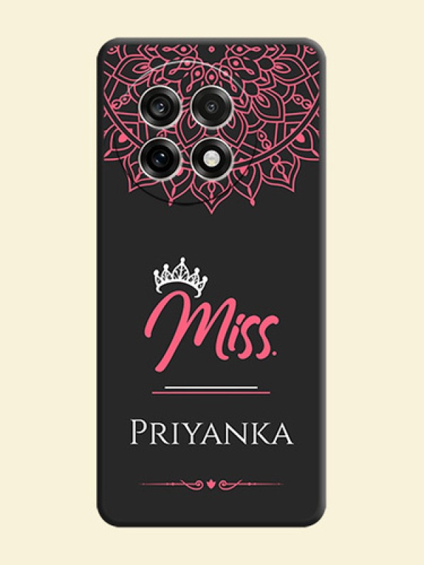 Mrs Name with Floral Design On Space Black Custom Soft Matte Mobile Back Cover - OnePlus 13R 5G