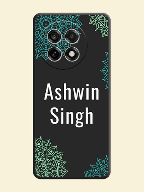 Your Name with Floral Design On Space Black Custom Soft Matte Mobile Back Cover - OnePlus 13R 5G