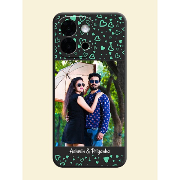 Sea Green Indefinite Love Pattern on Photo On Space Black Custom Soft Matte Mobile Back Cover - OnePlus 13s 5G