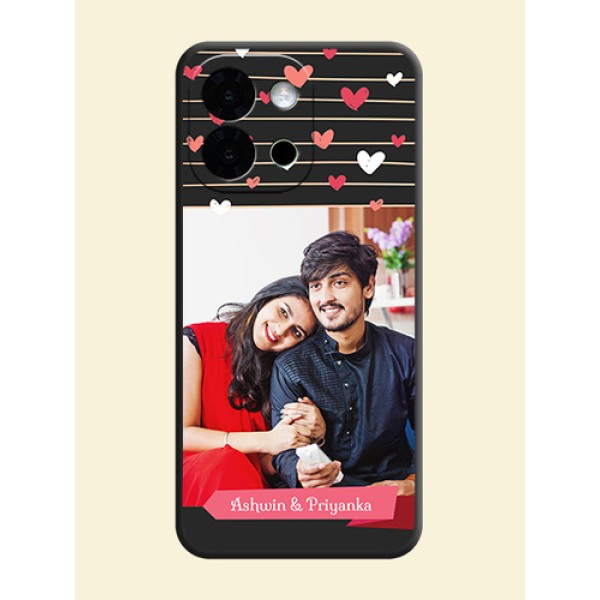 Love Pattern with Name on Pink Ribbon on Photo On Space Black Custom Soft Matte Mobile Back Cover - OnePlus 13s 5G Love Pattern with Name on Pink Ribbon on Photo On Space Black Custom Soft Matte Mobile Back Cover - OnePlus 13s 5G