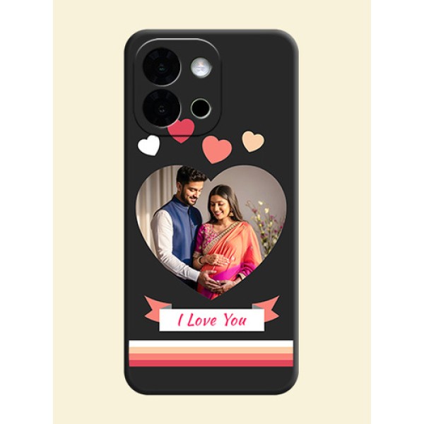 Love Shaped Photo with Colorful Stripes On Space Black Custom Soft Matte Mobile Back Cover - OnePlus 13s 5G Love Shaped Photo with Colorful Stripes On Space Black Custom Soft Matte Mobile Back Cover - OnePlus 13s 5G