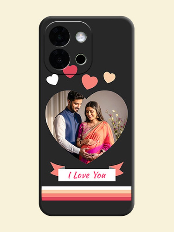 Love Shaped Photo with Colorful Stripes On Space Black Custom Soft Matte Mobile Back Cover - OnePlus 13s 5G