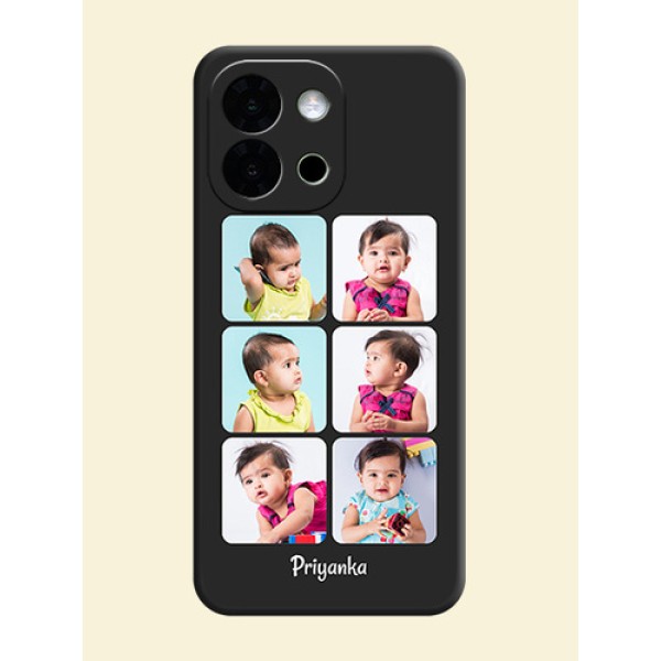 Floral Art with 6 Image Holder on Photo On Space Black Custom Soft Matte Mobile Back Cover - OnePlus 13s 5G Floral Art with 6 Image Holder on Photo On Space Black Custom Soft Matte Mobile Back Cover - OnePlus 13s 5G
