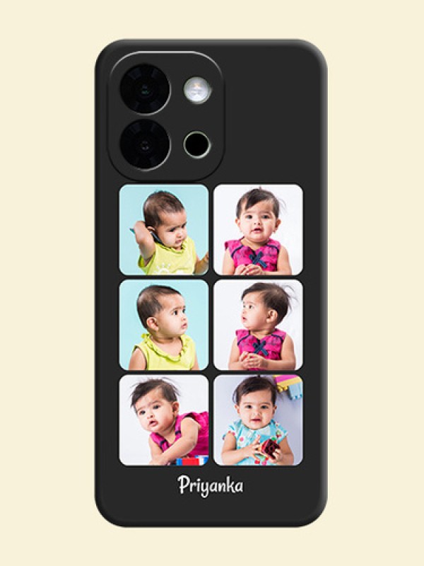 Floral Art with 6 Image Holder on Photo On Space Black Custom Soft Matte Mobile Back Cover - OnePlus 13s 5G