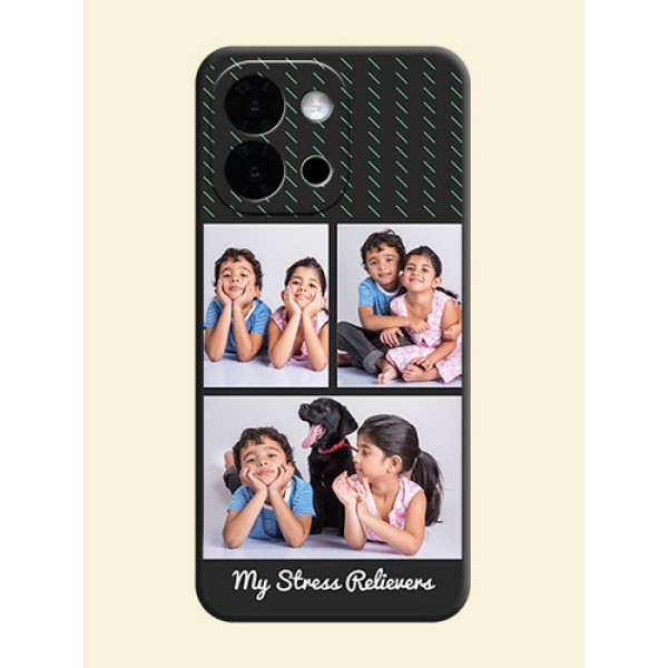 Cross Dotted Pattern with 2 Image Holder On Space Black Custom Soft Matte Mobile Back Cover - OnePlus 13s 5G Cross Dotted Pattern with 2 Image Holder On Space Black Custom Soft Matte Mobile Back Cover - OnePlus 13s 5G