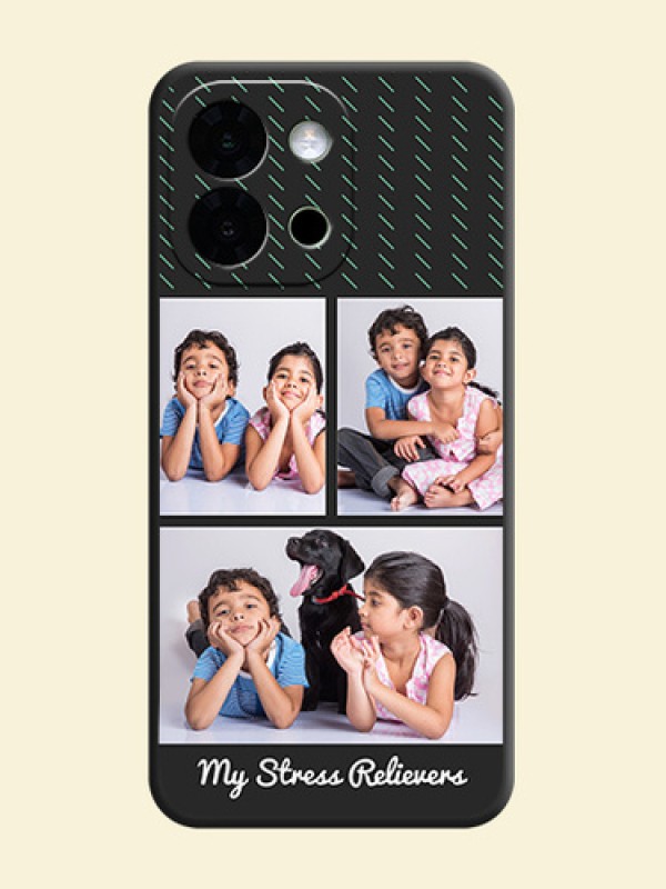 Cross Dotted Pattern with 2 Image Holder On Space Black Custom Soft Matte Mobile Back Cover - OnePlus 13s 5G