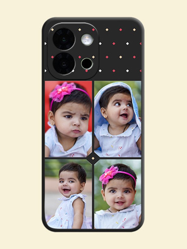 Multicolor Dotted Pattern with 4 Image Holder On Space Black Custom Soft Matte Mobile Back Cover - OnePlus 13s 5G