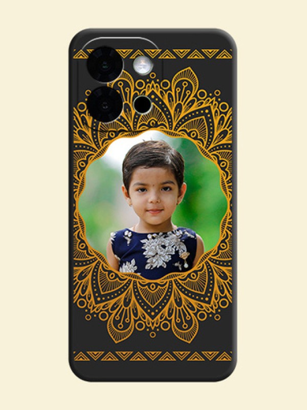 Round Image with Floral Design On Space Black Custom Soft Matte Mobile Back Cover - OnePlus 13s 5G