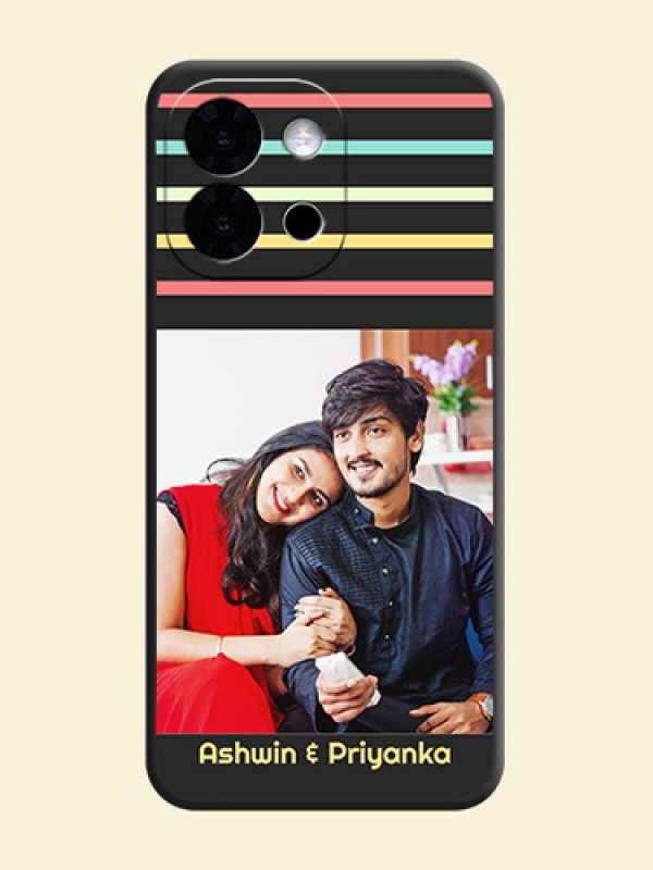 Color Stripes with Photo and Text on Photo On Space Black Custom Soft Matte Mobile Back Cover - OnePlus 13s 5G