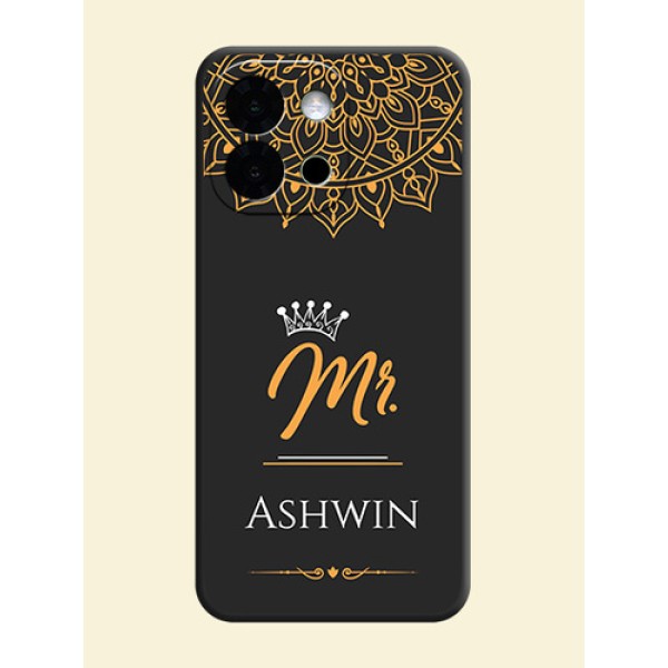 Mr Name with Floral Design On Space Black Custom Soft Matte Mobile Back Cover - OnePlus 13s 5G Mr Name with Floral Design On Space Black Custom Soft Matte Mobile Back Cover - OnePlus 13s 5G