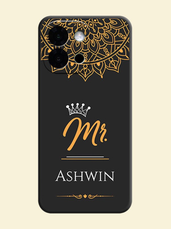 Mr Name with Floral Design On Space Black Custom Soft Matte Mobile Back Cover - OnePlus 13s 5G
