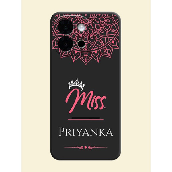 Mrs Name with Floral Design On Space Black Custom Soft Matte Mobile Back Cover - OnePlus 13s 5G Mrs Name with Floral Design On Space Black Custom Soft Matte Mobile Back Cover - OnePlus 13s 5G