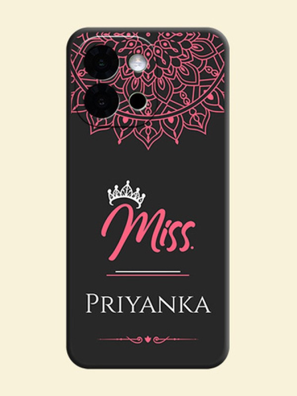 Mrs Name with Floral Design On Space Black Custom Soft Matte Mobile Back Cover - OnePlus 13s 5G