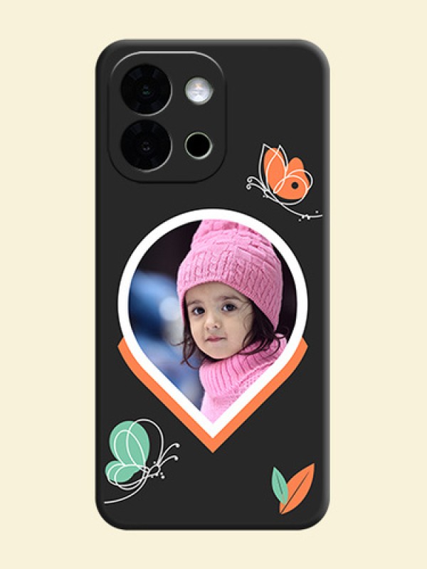 Upload Pic With Simple Butterly Design On Space Black Custom Soft Matte Mobile Back Cover - OnePlus 13s 5G