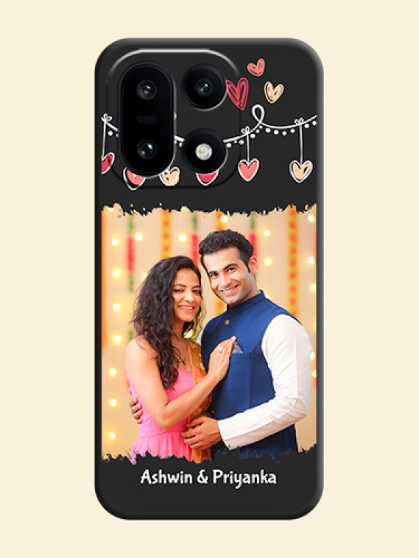 Pink Love Hangings with Name On Space Black Custom Soft Matte Mobile Back Cover - OnePlus 15 5G